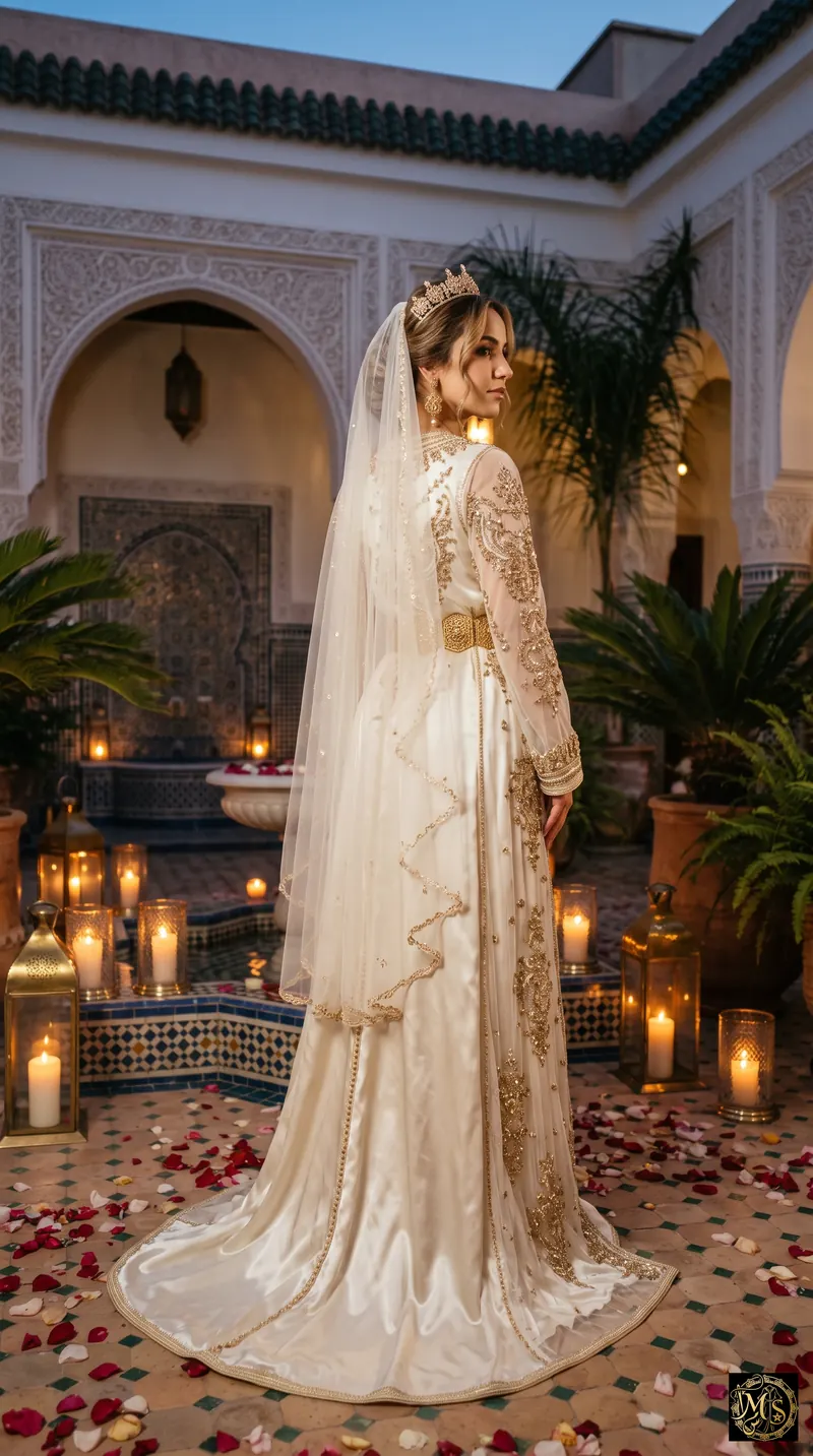 The White Bridal Takchita — side view