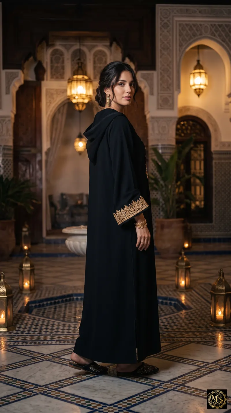 The Midnight Gold Djellaba — side view