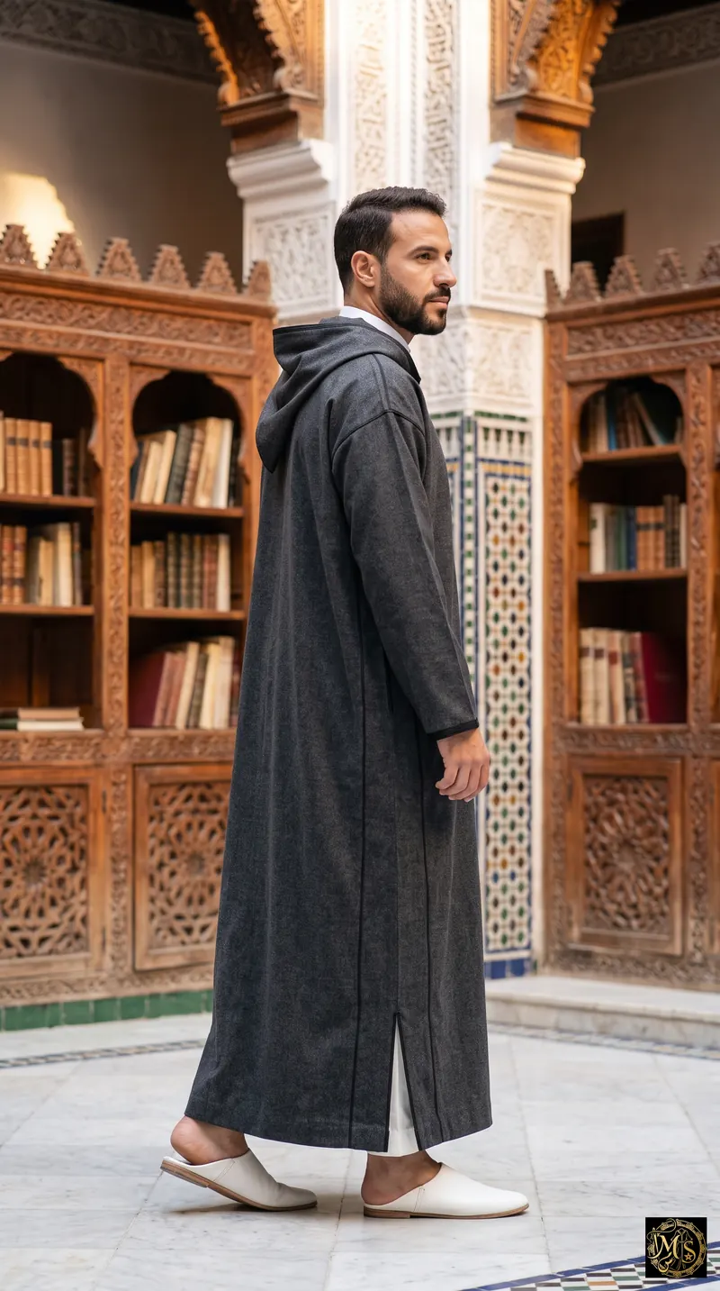 The Charcoal Djellaba — side view