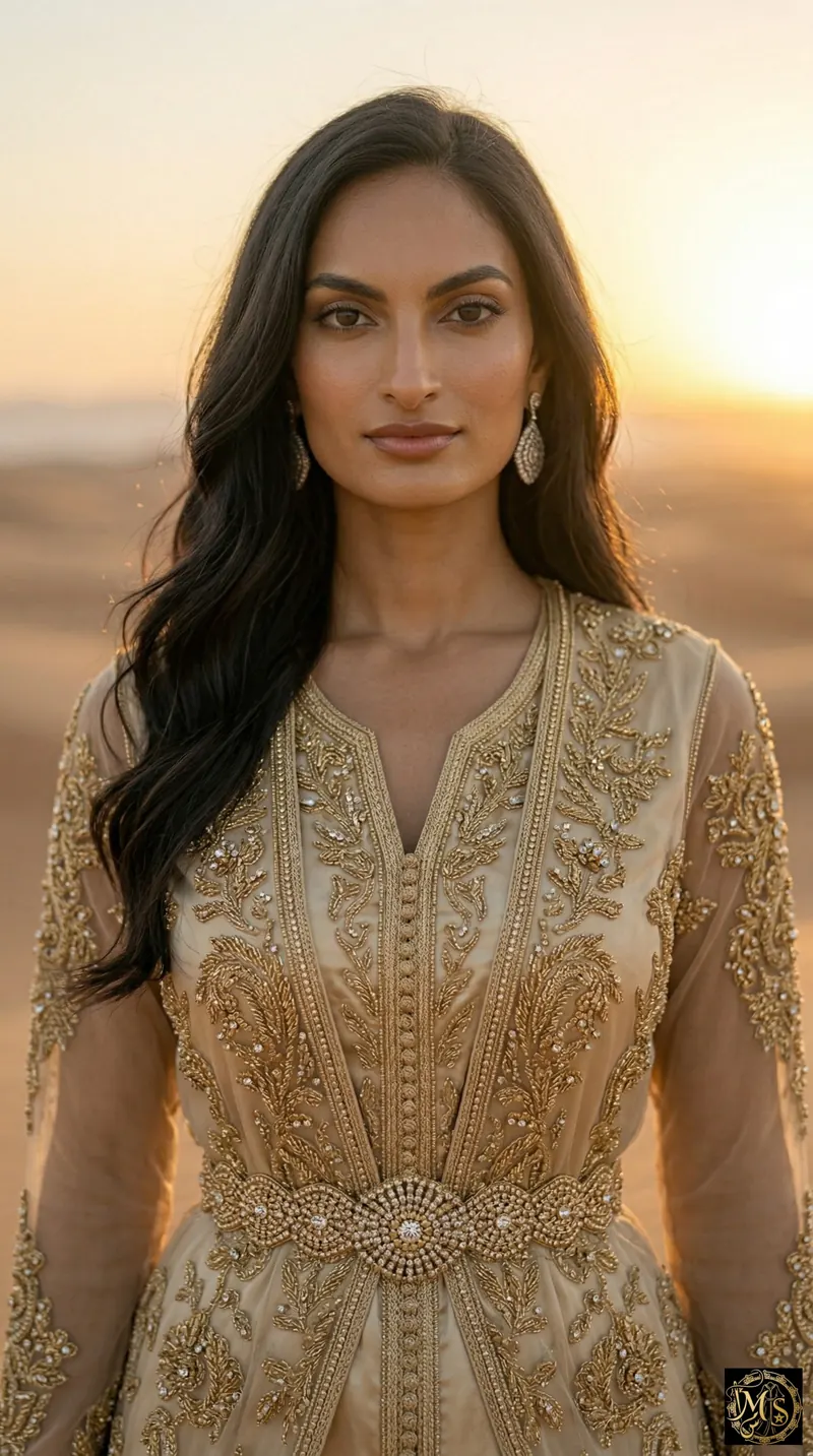 The Saharan Gilded Rose — close-up of the embroidery
